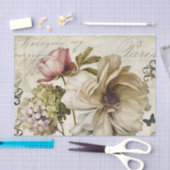 ヴィンテージスタイル大きな花とスクリプトの背景 薄葉紙 (クラフト)