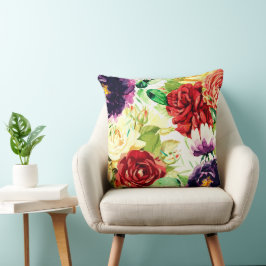 ヴィンテージスタイル大水彩花 クッション