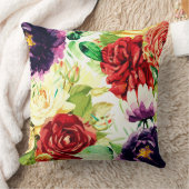 ヴィンテージスタイル大水彩花 クッション (ブランケット)