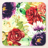 ヴィンテージスタイル大水彩花 スクエアペーパーコースター (正面)