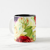 ヴィンテージスタイル大水彩花 ツートーンマグカップ (正面左)