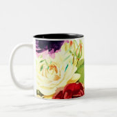 ヴィンテージスタイル大水彩花 ツートーンマグカップ (左)