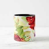 ヴィンテージスタイル大水彩花 ツートーンマグカップ (中央)