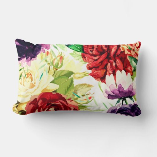 ヴィンテージスタイル大水彩花 ランバークッション (正面)