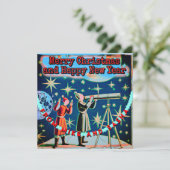 ヴィンテージスタイル天文学者クリスマス望遠鏡の空 (スタンド正面)