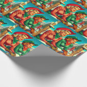 ヴィンテージスタイル女性のカーボーイクリスマス ラッピングペーパー (角)