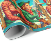 ヴィンテージスタイル女性のカーボーイクリスマス ラッピングペーパー (ロールコーナー)