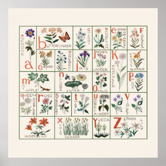 ヴィンテージスタイル山花刺繍アルファベット ポスター