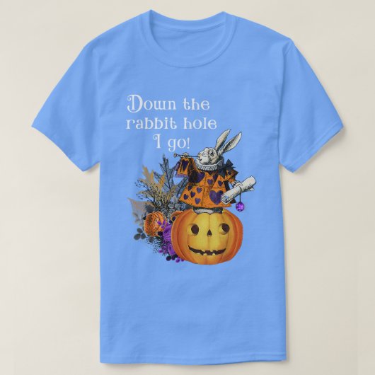 ヴィンテージスタイル幽霊のよく出るハロウィンアリスホワイトラビット Tシャツ (デザイン正面)