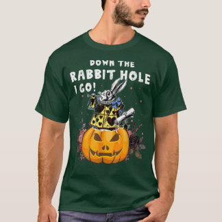 ヴィンテージスタイル幽霊のよく出るハロウィンアリスホワイトラビット Tシャツ