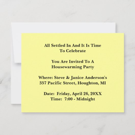 ヴィンテージスタイル引っ越し祝いパーティーパーティの招待状ホーム 招待状 (裏面)