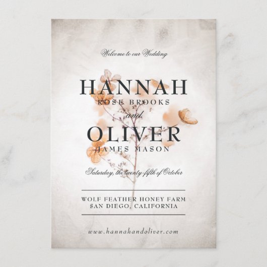 ヴィンテージスタイル押し花 |のメ結婚ニュー メニュー (正面)