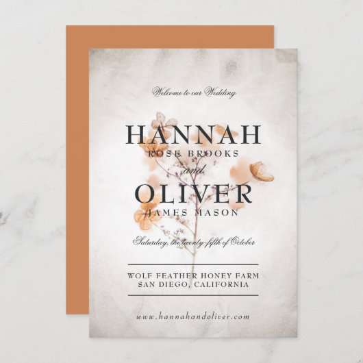 ヴィンテージスタイル押し花 |のメ結婚ニュー メニュー (正面/裏面)