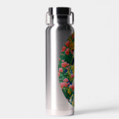 ヴィンテージスタイル抽象芸術アジアの女の子と花 ウォーターボトル (正面)