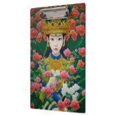 ヴィンテージスタイル抽象芸術アジアの女の子と花 クリップボード (左)