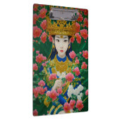 ヴィンテージスタイル抽象芸術アジアの女の子と花 クリップボード (右)