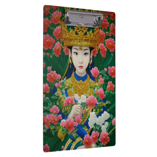 ヴィンテージスタイル抽象芸術アジアの女の子と花 クリップボード (右)