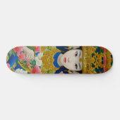 ヴィンテージスタイル抽象芸術アジアの女の子と花 スケートボード (横)