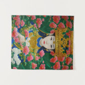 ヴィンテージスタイル抽象芸術アジアの女の子と花 タペストリー (正面(横))