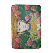 ヴィンテージスタイル抽象芸術アジアの女の子と花 バスマット (正面縦)