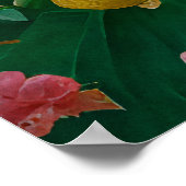 ヴィンテージスタイル抽象芸術アジアの女の子と花 ポスター (角)