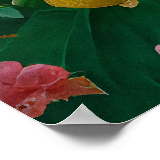 ヴィンテージスタイル抽象芸術アジアの女の子と花 ポスター (角)