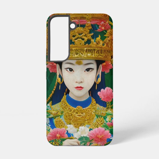 ヴィンテージスタイル抽象芸術アジアの女の子と花 SAMSUNG GALAXYケース (裏面)