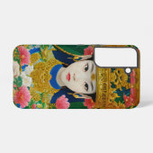 ヴィンテージスタイル抽象芸術アジアの女の子と花 SAMSUNG GALAXYケース (裏面横)