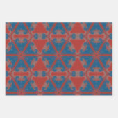 ヴィンテージスタイル抽象芸術星（赤と青） ラッピングペーパーシート (正面2)