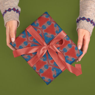 ヴィンテージスタイル抽象芸術星（赤と青） ラッピングペーパーシート