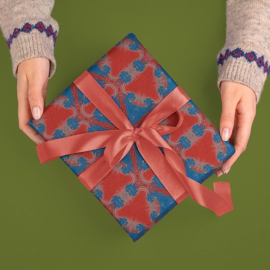 ヴィンテージスタイル抽象芸術星（赤と青） ラッピングペーパーシート