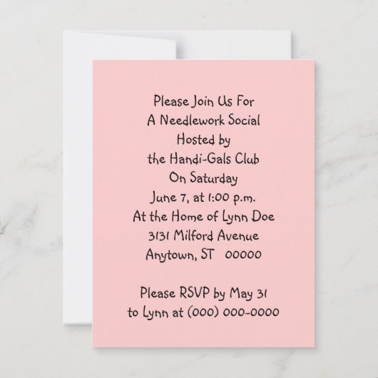 ヴィンテージスタイル招待状針編みかぎ編み 招待状 (裏面)