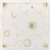 ヴィンテージスタイル星座パターン ガラスコースター (正面)