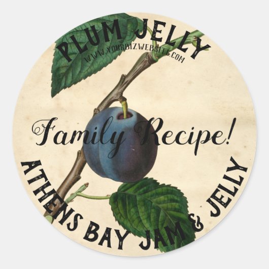 ヴィンテージスタイル梅ゼリー製品事業ラベル ラウンドシール (正面)