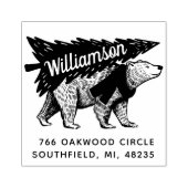 ヴィンテージスタイル極熊の木の配達アドレス ラバースタンプ (インプリント)