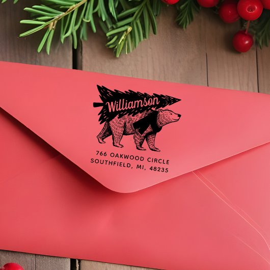 ヴィンテージスタイル極熊の木の配達アドレス ラバースタンプ