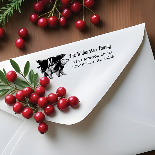 ヴィンテージスタイル極熊の木の配達モノグラム ラバースタンプ