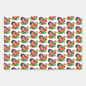 ヴィンテージスタイル水の色の子供クリスマス ラッピングペーパーシート (正面)