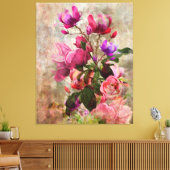 ヴィンテージスタイル水カラーフローラキャンバス キャンバスプリント (インサイチュ (リビング))