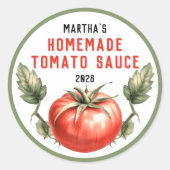ヴィンテージスタイル水色トマトソース缶詰 ラウンドシール (正面)