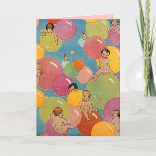 ヴィンテージスタイル泡のベビーカラフル群 案内状 (正面)