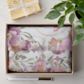 ヴィンテージスタイル深紅色アミドパステルフラワー 薄葉紙 (ギフト)