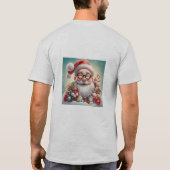 ヴィンテージスタイル漫画でサンタクロースをフィーチャー Tシャツ (裏面)