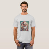 ヴィンテージスタイル漫画でサンタクロースをフィーチャー Tシャツ (正面フル)