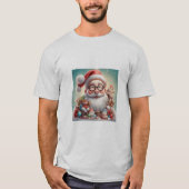 ヴィンテージスタイル漫画でサンタクロースをフィーチャー Tシャツ (正面)