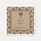 ヴィンテージスタイル熱気球の宛先ウェディング スタンダードカクテルナプキン (正面)