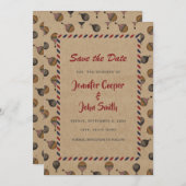 ヴィンテージスタイル熱気球の宛先ウェディング セーブザデート (正面/裏面)