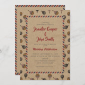 ヴィンテージスタイル熱気球の宛先ウェディング 招待状 (正面/裏面)