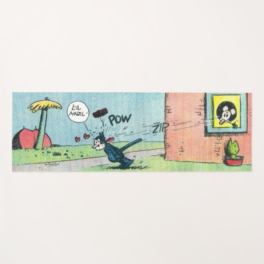 ヴィンテージスタイル猫とマウス漫画アートヨガマット ヨガマット (正面(横))