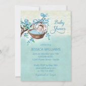 ヴィンテージスタイル男の赤ちゃん&バードベビーシャワー 招待状 (裏面)